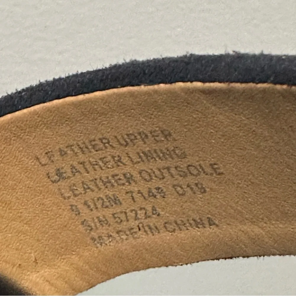 Tory Burch Gigi T Logo Black Midnight Blue Leather Sandal Size 9.5
